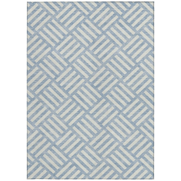Homeroots 3' Artichoke Green Geometric Washable Area Rug - Stylish Indoor/Outdoor Design For Any Space 5' X 8' Polyester 578815