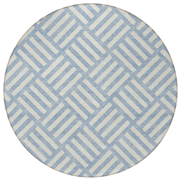 Homeroots 3' Artichoke Green Geometric Washable Area Rug - Stylish Indoor/Outdoor Design For Any Space 8' Round Polyester 578816