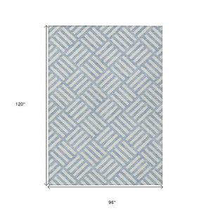 Homeroots 3' Artichoke Green Geometric Washable Area Rug - Stylish Indoor/Outdoor Design For Any Space 8' X 10' Polyester 578817