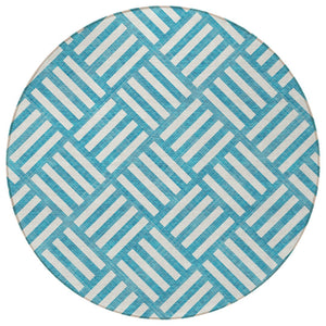 Homeroots 3' Artichoke Green Geometric Washable Area Rug - Stylish Indoor/Outdoor Design For Any Space 8' Round Polyester 578828