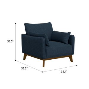 English Elm Wallace & Bay - Blue Mid-Century Modern Fabric Chair in Navy Storm – Comfortable, Easy-Care Accent Seat, 35.4"W B361P384457