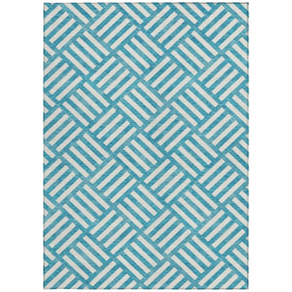 Homeroots 3' Artichoke Green Geometric Washable Area Rug - Stylish Indoor/Outdoor Design For Any Space 9' X 12' Polyester 578830