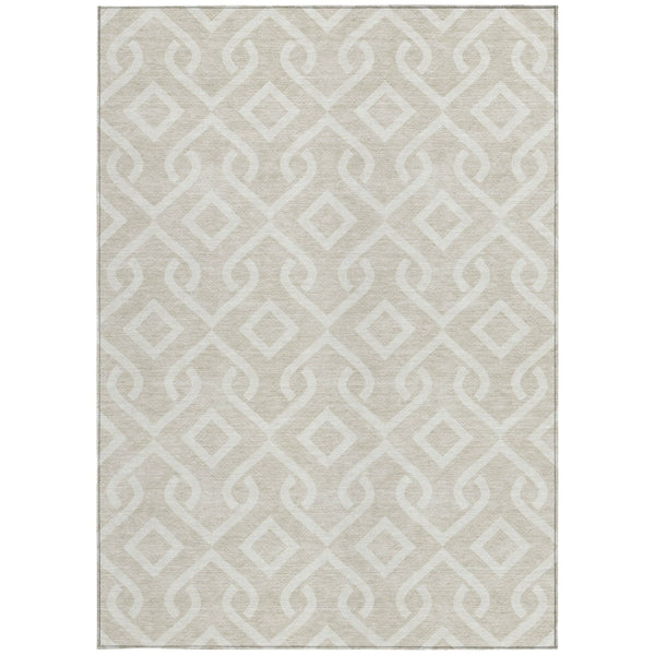 Homeroots 3' Aqua And Ivory Geometric Washable Area Rug - Perfect For Indoor Or Outdoor Spaces, Durable Design! 5' X 8' Polyester 578845