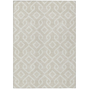 HomeRoots 5' Beige and Ivory Geometric Area Rug - Durable, Washable Design for Indoor and Outdoor Spaces 5' X 8' 578845