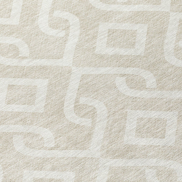 Homeroots 3' Aqua And Ivory Geometric Washable Area Rug - Perfect For Indoor Or Outdoor Spaces, Durable Design! 5' X 8' Polyester 578845