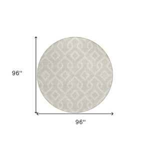 Homeroots 3' Aqua And Ivory Geometric Washable Area Rug - Perfect For Indoor Or Outdoor Spaces, Durable Design! 8' Round Polyester 578846