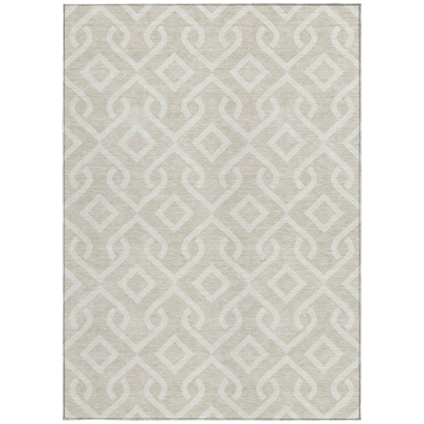 Homeroots 3' Aqua And Ivory Geometric Washable Area Rug - Perfect For Indoor Or Outdoor Spaces, Durable Design! 10' X 14' Polyester 578849