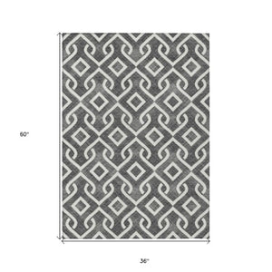 Homeroots 3' Aqua And Ivory Geometric Washable Area Rug - Perfect For Indoor Or Outdoor Spaces, Durable Design! 3' X 5' Polyester 578850