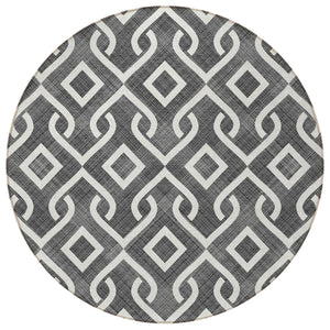 Homeroots 3' Aqua And Ivory Geometric Washable Area Rug - Perfect For Indoor Or Outdoor Spaces, Durable Design! 8' Round Polyester 578852