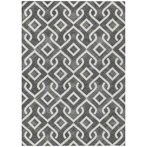 HomeRoots 9' Modern Black and Ivory Geometric Washable Area Rug for Indoor and Outdoor Durability and Style 9' X 12' 578854
