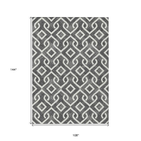 Homeroots 3' Aqua And Ivory Geometric Washable Area Rug - Perfect For Indoor Or Outdoor Spaces, Durable Design! 9' X 12' Polyester 578854