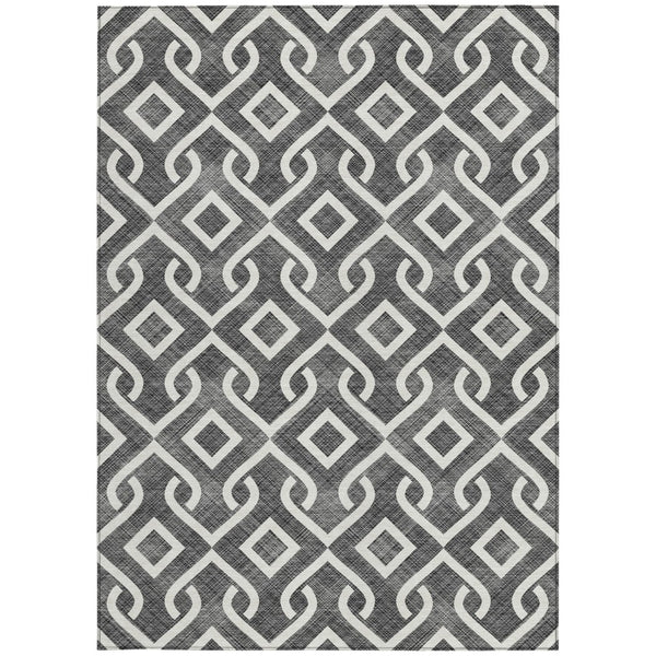 Homeroots 3' Aqua And Ivory Geometric Washable Area Rug - Perfect For Indoor Or Outdoor Spaces, Durable Design! 10' X 14' Polyester 578855