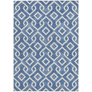 Homeroots 3' Aqua And Ivory Geometric Washable Area Rug - Perfect For Indoor Or Outdoor Spaces, Durable Design! 5' X 8' Polyester 578857