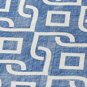 Homeroots 3' Aqua And Ivory Geometric Washable Area Rug - Perfect For Indoor Or Outdoor Spaces, Durable Design! 8' Round Polyester 578858