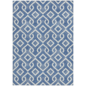 Homeroots 3' Aqua And Ivory Geometric Washable Area Rug - Perfect For Indoor Or Outdoor Spaces, Durable Design! 8' X 10' Polyester 578859