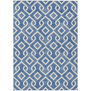 HomeRoots 5' Blue and Ivory Geometric Indoor Outdoor Area Rug - Stylish, Durable, and Machine-Washable Design 8' X 10' 578859