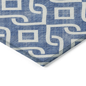 Homeroots 3' Aqua And Ivory Geometric Washable Area Rug - Perfect For Indoor Or Outdoor Spaces, Durable Design! 10' X 14' Polyester 578861
