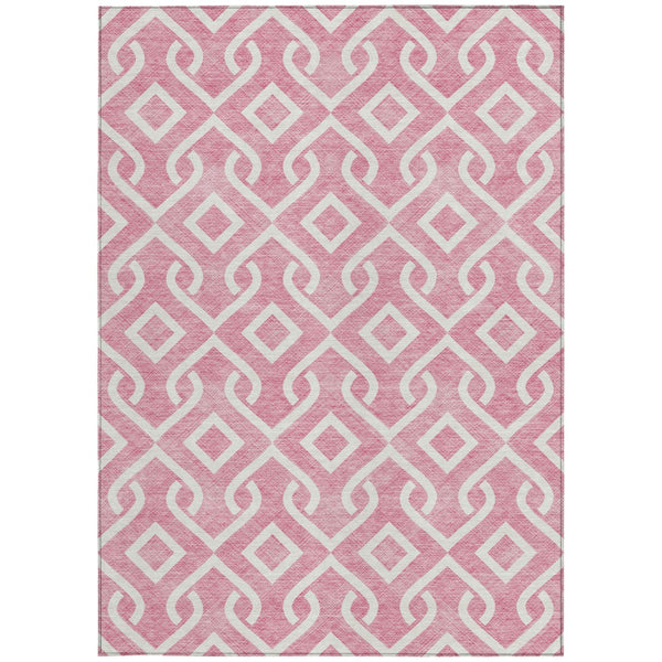 Homeroots 3' Aqua And Ivory Geometric Washable Area Rug - Perfect For Indoor Or Outdoor Spaces, Durable Design! 5' X 8' Polyester 578863