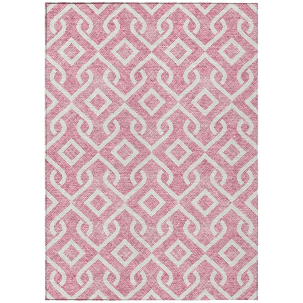HomeRoots 9' Blush and Ivory Geometric Area Rug – Stylish, Washable Indoor-Outdoor Floor Covering for Modern Homes 9' X 12' 578866