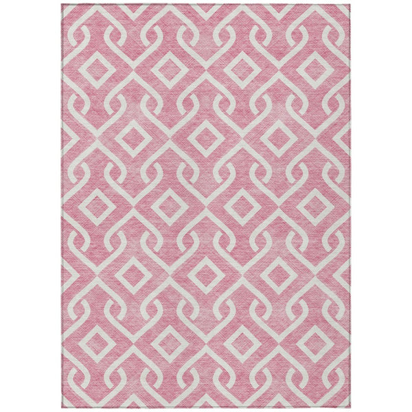 HomeRoots 9' Blush and Ivory Geometric Area Rug – Stylish, Washable Indoor-Outdoor Floor Covering for Modern Homes 9' X 12' 578866