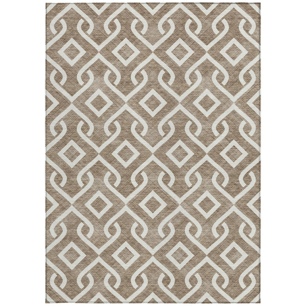 Homeroots 3' Aqua And Ivory Geometric Washable Area Rug - Perfect For Indoor Or Outdoor Spaces, Durable Design! 5' X 8' Polyester 578869