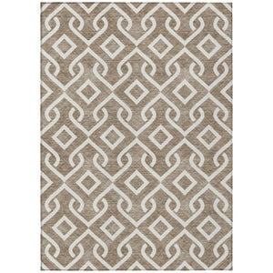 HomeRoots 5' Brown and Ivory Geometric Area Rug - Stylish, Washable, Durable for Indoor and Outdoor Spaces 8' X 10' 578871