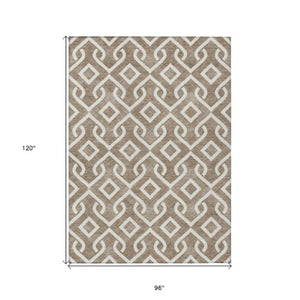 Homeroots 3' Aqua And Ivory Geometric Washable Area Rug - Perfect For Indoor Or Outdoor Spaces, Durable Design! 8' X 10' Polyester 578871