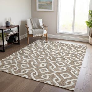 Homeroots 3' Aqua And Ivory Geometric Washable Area Rug - Perfect For Indoor Or Outdoor Spaces, Durable Design! 10' X 14' Polyester 578873