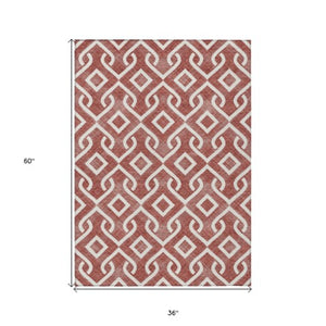 Homeroots 3' Aqua And Ivory Geometric Washable Area Rug - Perfect For Indoor Or Outdoor Spaces, Durable Design! 3' X 5' Polyester 578874