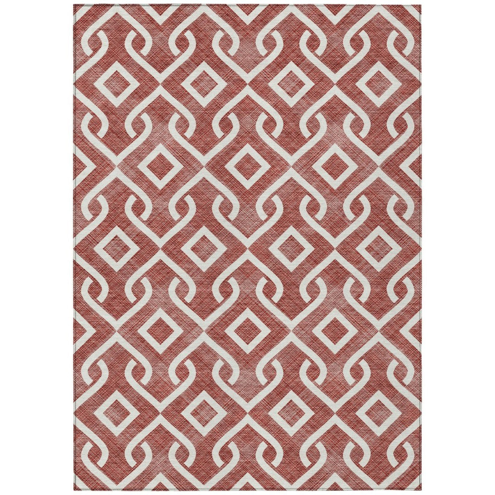 HomeRoots 9' Burgundy and Ivory Geometric Area Rug – Durable, Washable Design for Indoor and Outdoor Spaces 9' X 12' 578878