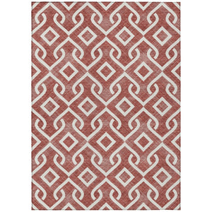 HomeRoots 9' Burgundy and Ivory Geometric Area Rug – Durable, Washable Design for Indoor and Outdoor Spaces 9' X 12' 578878