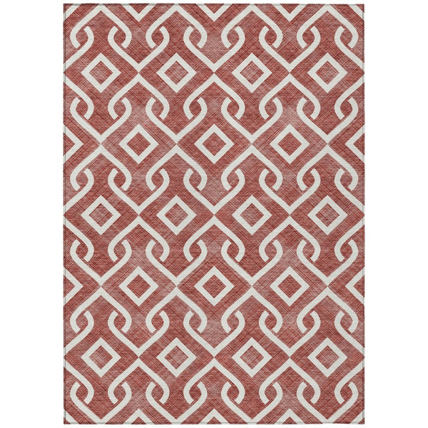 HomeRoots 9' Burgundy and Ivory Geometric Area Rug – Durable, Washable Design for Indoor and Outdoor Spaces 9' X 12' 578878