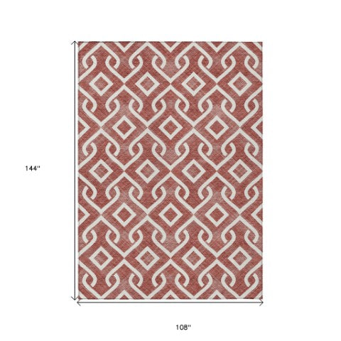 Homeroots 3' Aqua And Ivory Geometric Washable Area Rug - Perfect For Indoor Or Outdoor Spaces, Durable Design! 9' X 12' Polyester 578878