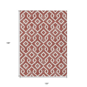 Homeroots 3' Aqua And Ivory Geometric Washable Area Rug - Perfect For Indoor Or Outdoor Spaces, Durable Design! 10' X 14' Polyester 578879