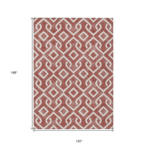 Homeroots 3' Aqua And Ivory Geometric Washable Area Rug - Perfect For Indoor Or Outdoor Spaces, Durable Design! 10' X 14' Polyester 578879
