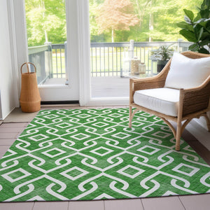 Homeroots 3' Aqua And Ivory Geometric Washable Area Rug - Perfect For Indoor Or Outdoor Spaces, Durable Design! 5' X 8' Polyester 578881