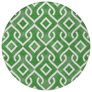 Homeroots 3' Aqua And Ivory Geometric Washable Area Rug - Perfect For Indoor Or Outdoor Spaces, Durable Design! 8' Round Polyester 578882