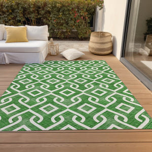 Homeroots 3' Aqua And Ivory Geometric Washable Area Rug - Perfect For Indoor Or Outdoor Spaces, Durable Design! 9' X 12' Polyester 578884