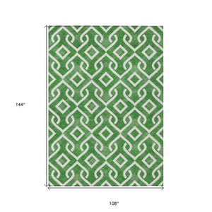 Homeroots 3' Aqua And Ivory Geometric Washable Area Rug - Perfect For Indoor Or Outdoor Spaces, Durable Design! 9' X 12' Polyester 578884