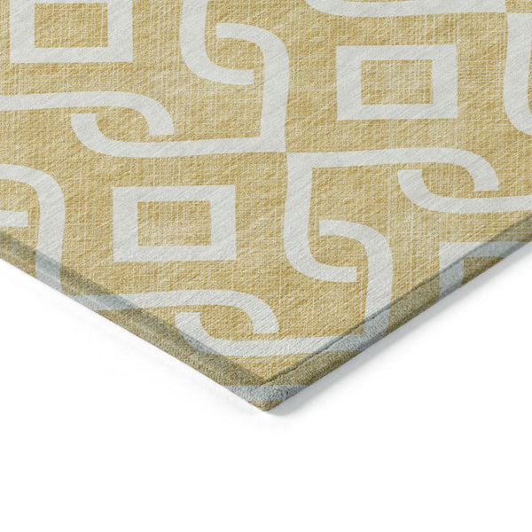 Homeroots 3' Aqua And Ivory Geometric Washable Area Rug - Perfect For Indoor Or Outdoor Spaces, Durable Design! 3' X 5' Polyester 578886