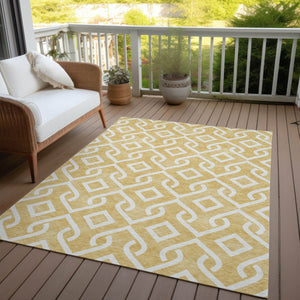 Homeroots 3' Aqua And Ivory Geometric Washable Area Rug - Perfect For Indoor Or Outdoor Spaces, Durable Design! 8' X 10' Polyester 578889