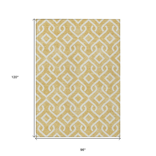 Homeroots 3' Aqua And Ivory Geometric Washable Area Rug - Perfect For Indoor Or Outdoor Spaces, Durable Design! 8' X 10' Polyester 578889