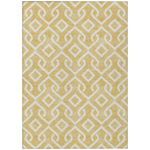 HomeRoots 9' Gold and Ivory Geometric Area Rug - Durable, Washable, Perfect for Indoor and Outdoor Spaces 9' X 12' 578890