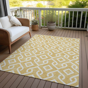 Homeroots 3' Aqua And Ivory Geometric Washable Area Rug - Perfect For Indoor Or Outdoor Spaces, Durable Design! 10' X 14' Polyester 578891