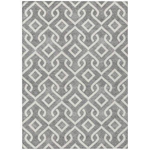 HomeRoots 5' Gray and Ivory Geometric Area Rug - Durable, Washable, Stylish for Indoor and Outdoor Spaces 5' X 8' 578893