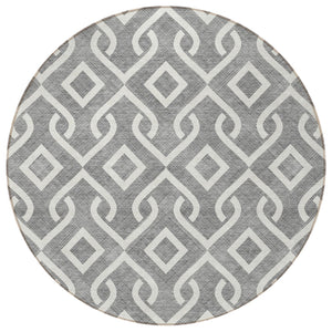 Homeroots 3' Aqua And Ivory Geometric Washable Area Rug - Perfect For Indoor Or Outdoor Spaces, Durable Design! 8' Round Polyester 578894