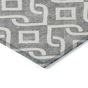 Homeroots 3' Aqua And Ivory Geometric Washable Area Rug - Perfect For Indoor Or Outdoor Spaces, Durable Design! 8' X 10' Polyester 578895