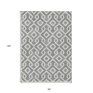 Homeroots 3' Aqua And Ivory Geometric Washable Area Rug - Perfect For Indoor Or Outdoor Spaces, Durable Design! 8' X 10' Polyester 578895