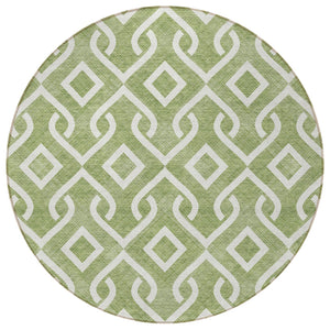 Homeroots 3' Aqua And Ivory Geometric Washable Area Rug - Perfect For Indoor Or Outdoor Spaces, Durable Design! 8' Round Polyester 578900