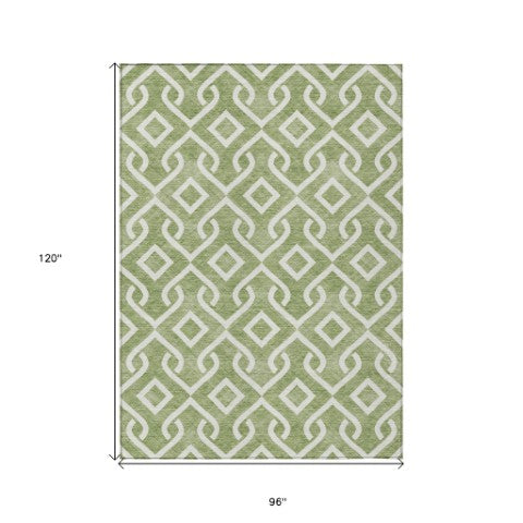 Homeroots 3' Aqua And Ivory Geometric Washable Area Rug - Perfect For Indoor Or Outdoor Spaces, Durable Design! 8' X 10' Polyester 578901